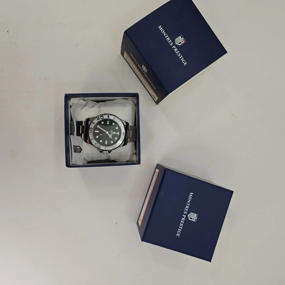 Streetwear Montres Prestige Watch Mens OS Silver Black Diver Style Y2K